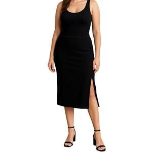 Band of the Free Renee Ribbed Pencil Skirt Side Slit Black Size Large New